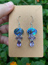 Load image into Gallery viewer, Sterling Silver Faceted Amethyst With Abalone Shell Earrings
