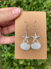 Load image into Gallery viewer, Sterling Silver Starfish With Real Seashell Earrings
