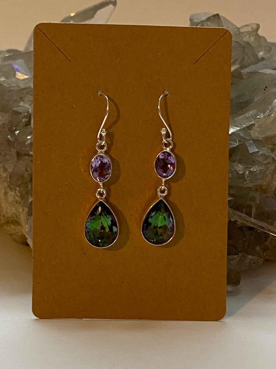 Amethyst & Mystic Topaz .925 Sterling Silver Earrings