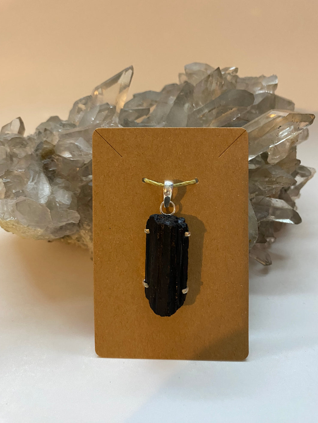 Black Tourmaline Pendant .925 Sterling Silver