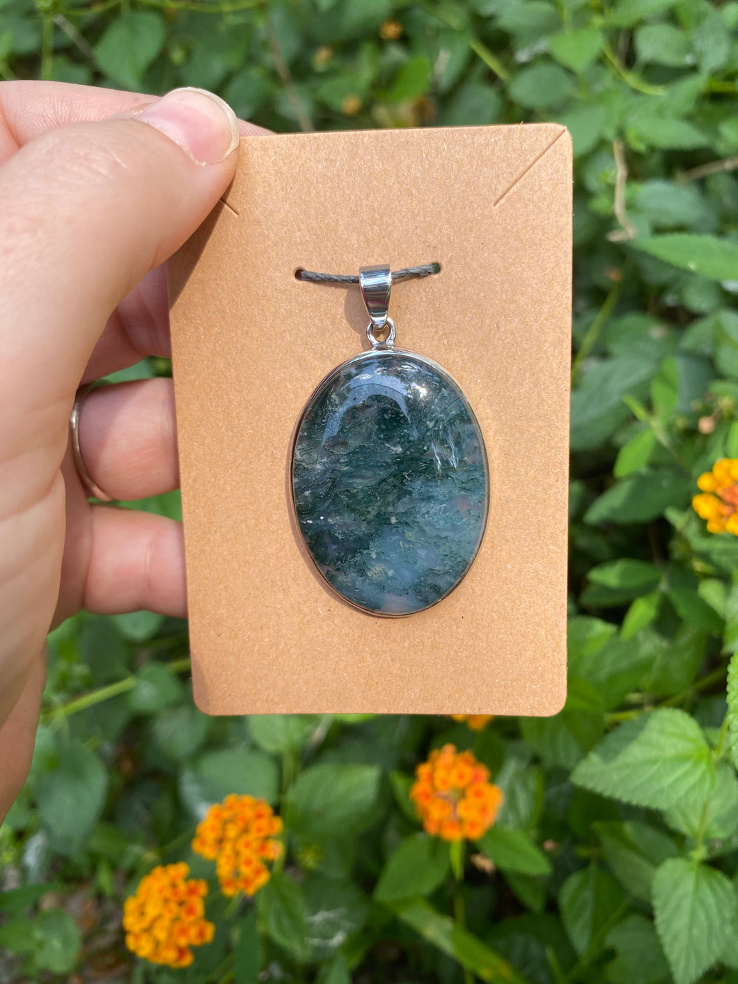 Moss Agate Sterling Silver Pendant