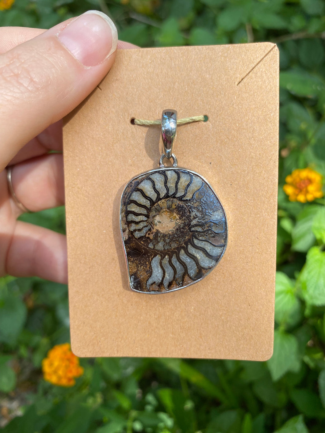 Sterling Silver Ammonite Fossil Pendant