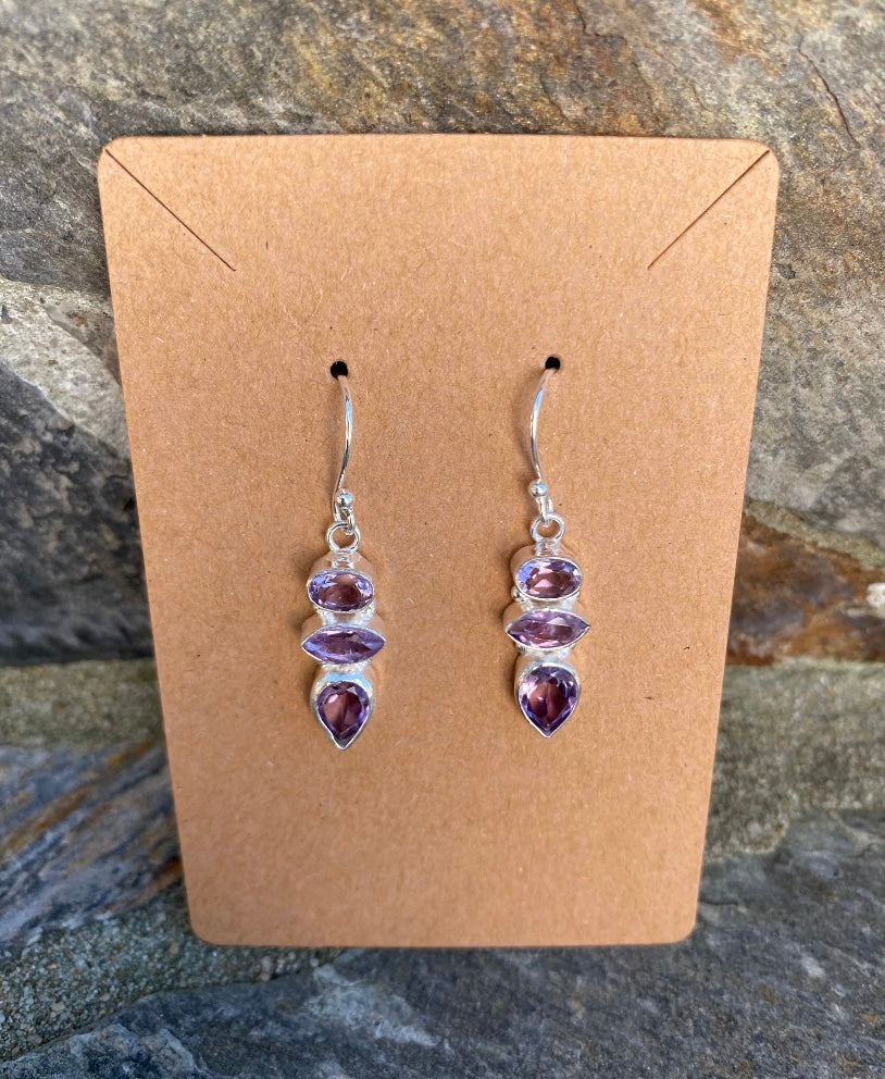 Amethyst Earrings .925 Sterling Silver