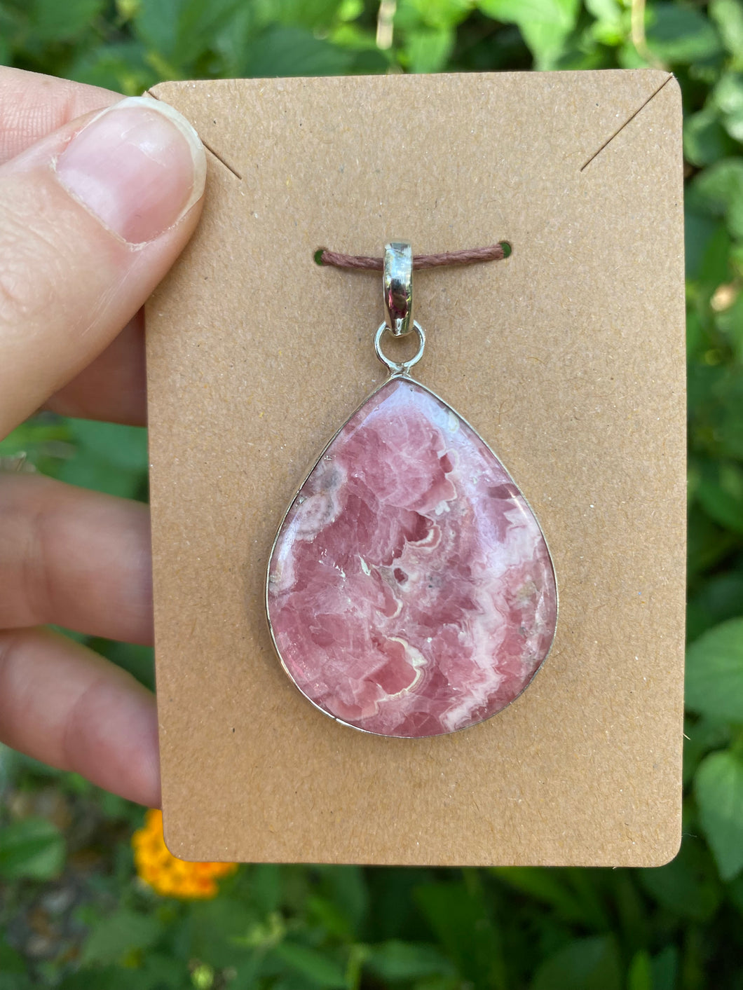 Sterling Silver Rhodochrosite Pendant