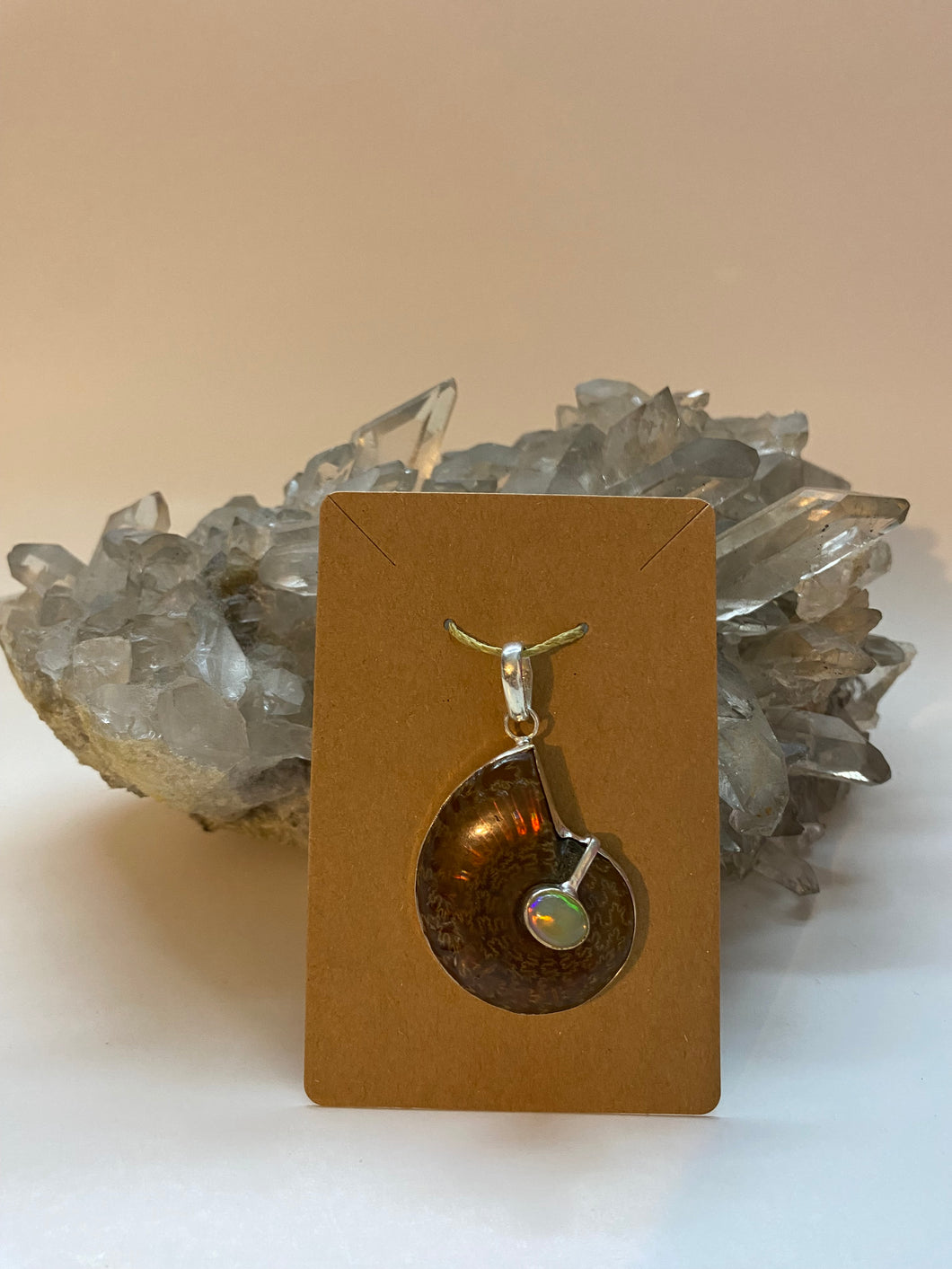 Ammolite With Ethiopian Opal Pendant .925 Sterling Silver