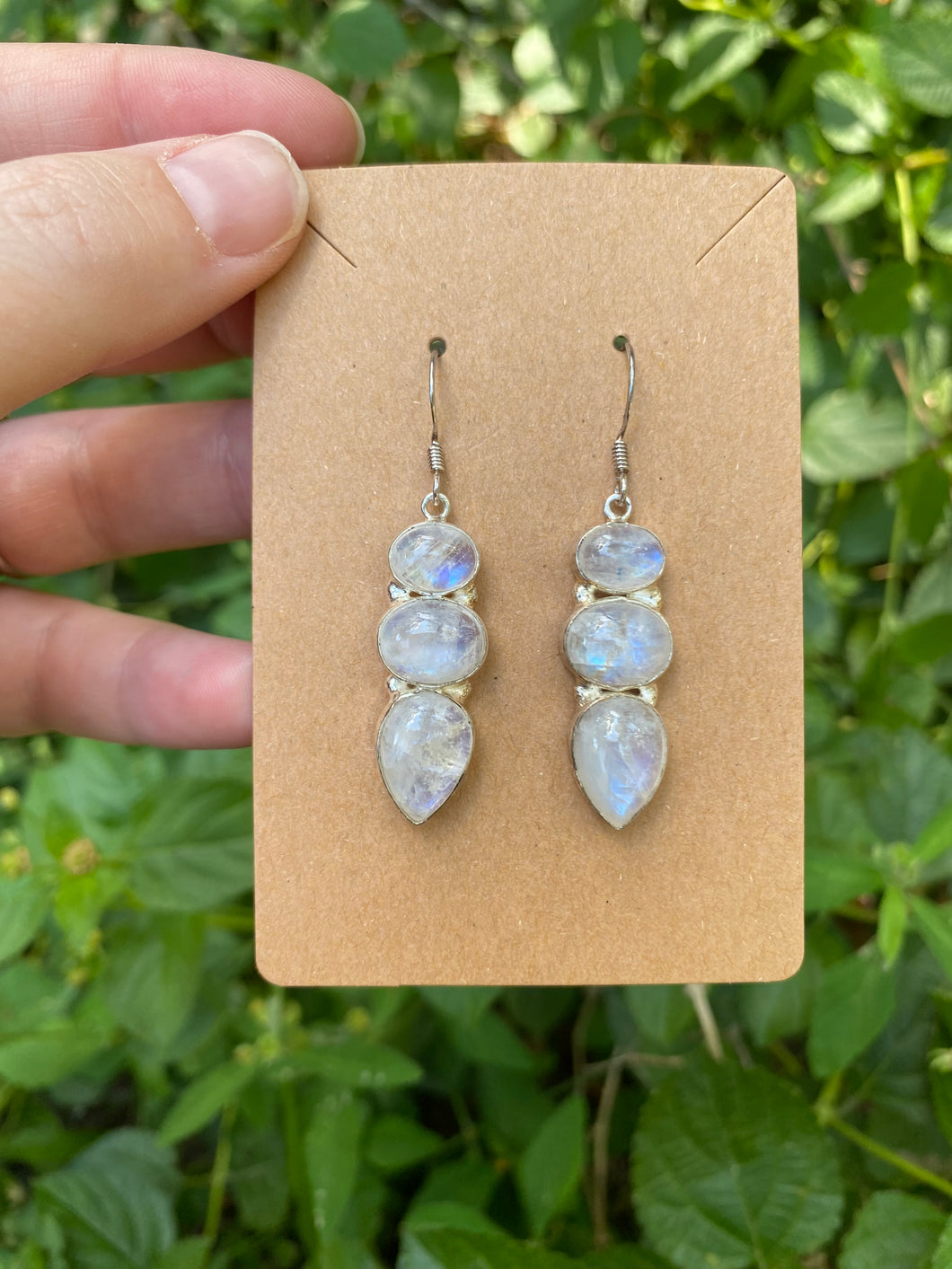 Sterling Silver Rainbow Moonstone Earrings