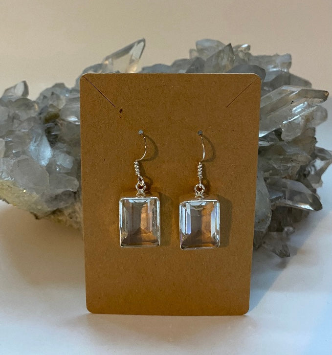 Clear Quartz Earrings .925 Sterling Silver