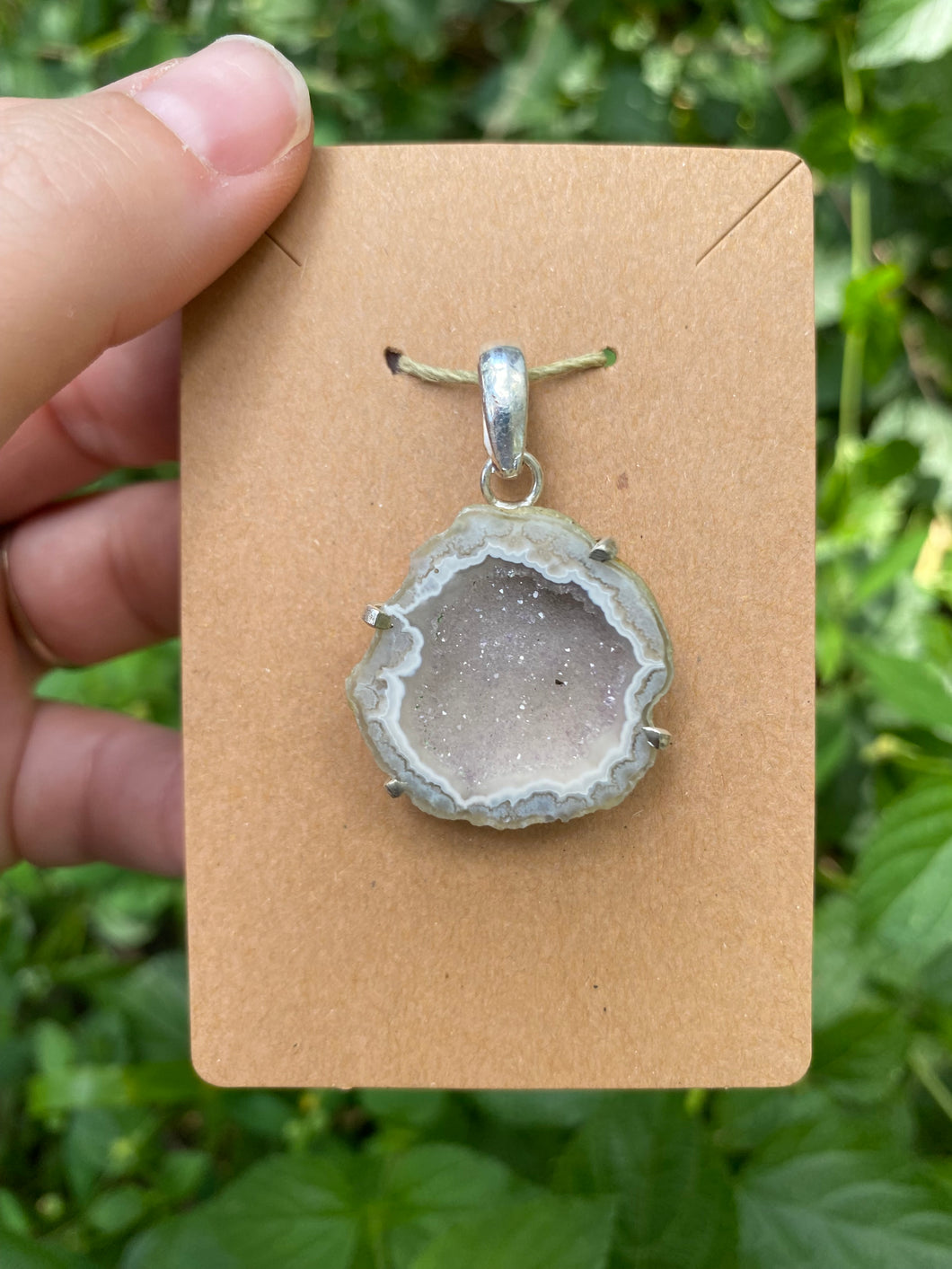 Sterling Silver Geode Agate Pendant