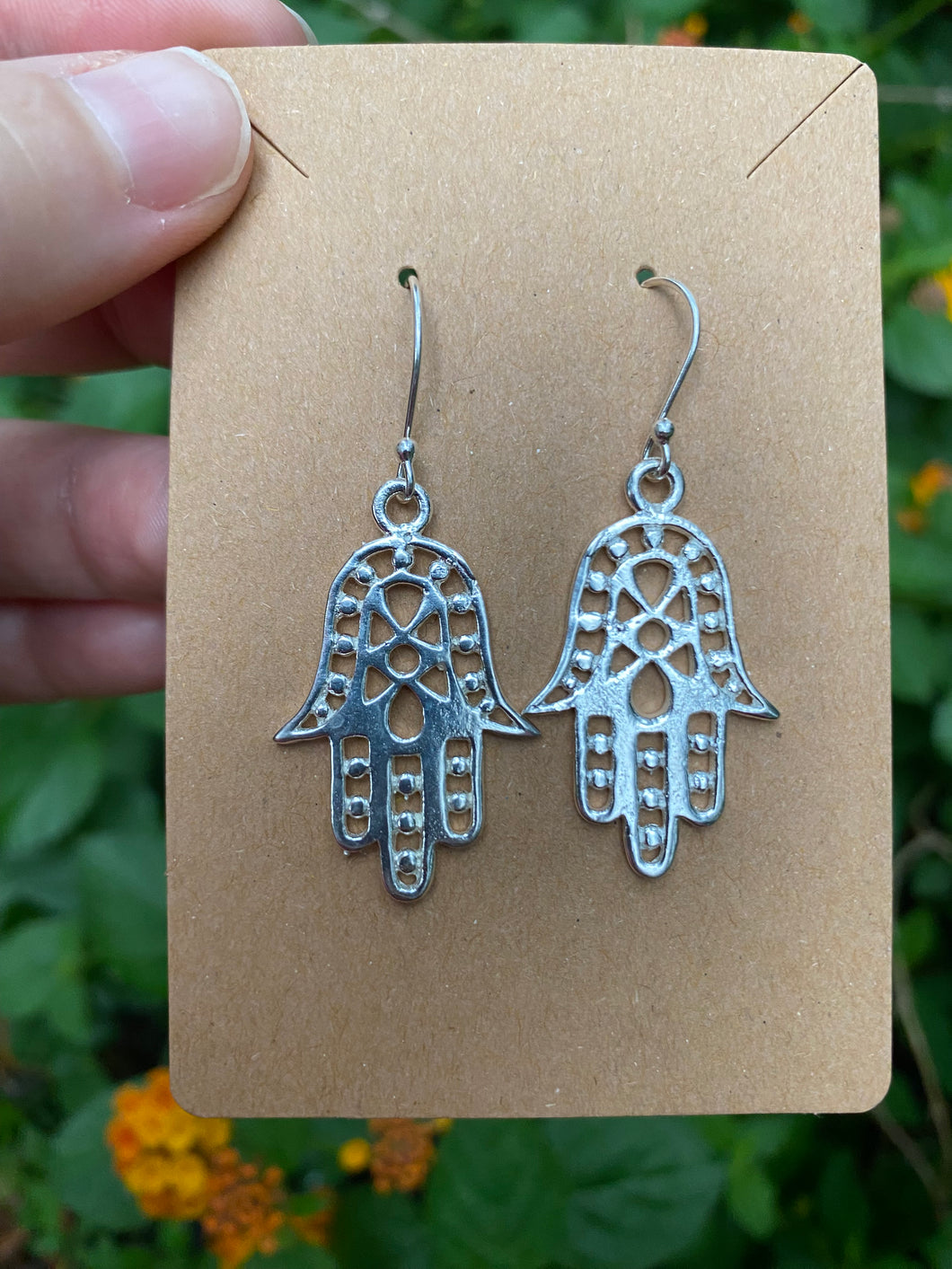 Sterling Silver Hamsa Earrings