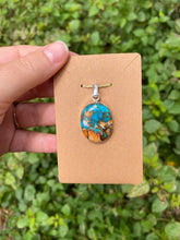 Load image into Gallery viewer, Sterling Silver Copper Turquoise &amp; Spiny Oyster Pendant
