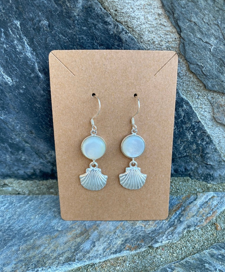 Shell Earrings With Mother Of Pearl .925 Sterling Silver