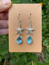 Load image into Gallery viewer, Sterling Silver Blue Topaz With Starfish Earrings
