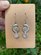 Load image into Gallery viewer, Sterling Silver Rainbow Moonstone With Nautilus Shell Earrings
