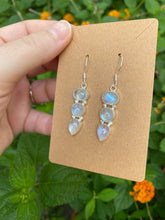 Load image into Gallery viewer, Sterling Silver Rainbow Moonstone Earrings
