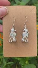 Load and play video in Gallery viewer, Sterling Silver Seahorse With Freshwater Peal Earrings
