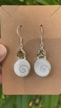 Load and play video in Gallery viewer, .925 Sterling Silver Citrine &amp; Shiva Shell Earrings
