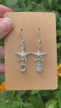 Load and play video in Gallery viewer, Sterling Silver Starfish With Faceted Aquamarine Earrings
