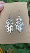 Load and play video in Gallery viewer, Sterling Silver Hamsa Earrings
