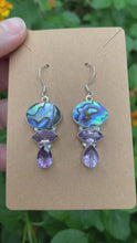 Load and play video in Gallery viewer, Sterling Silver Faceted Amethyst With Abalone Shell Earrings
